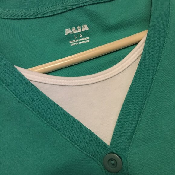 Vintage Turquoise Cotton Tee Sporty Bilayer Teet - Picture 8 of 14